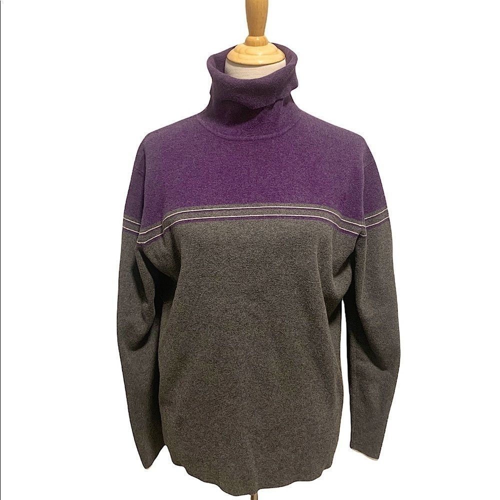 Eddie Bauer | Purple, Grey & White Long Sleeve Turtleneck Sweater